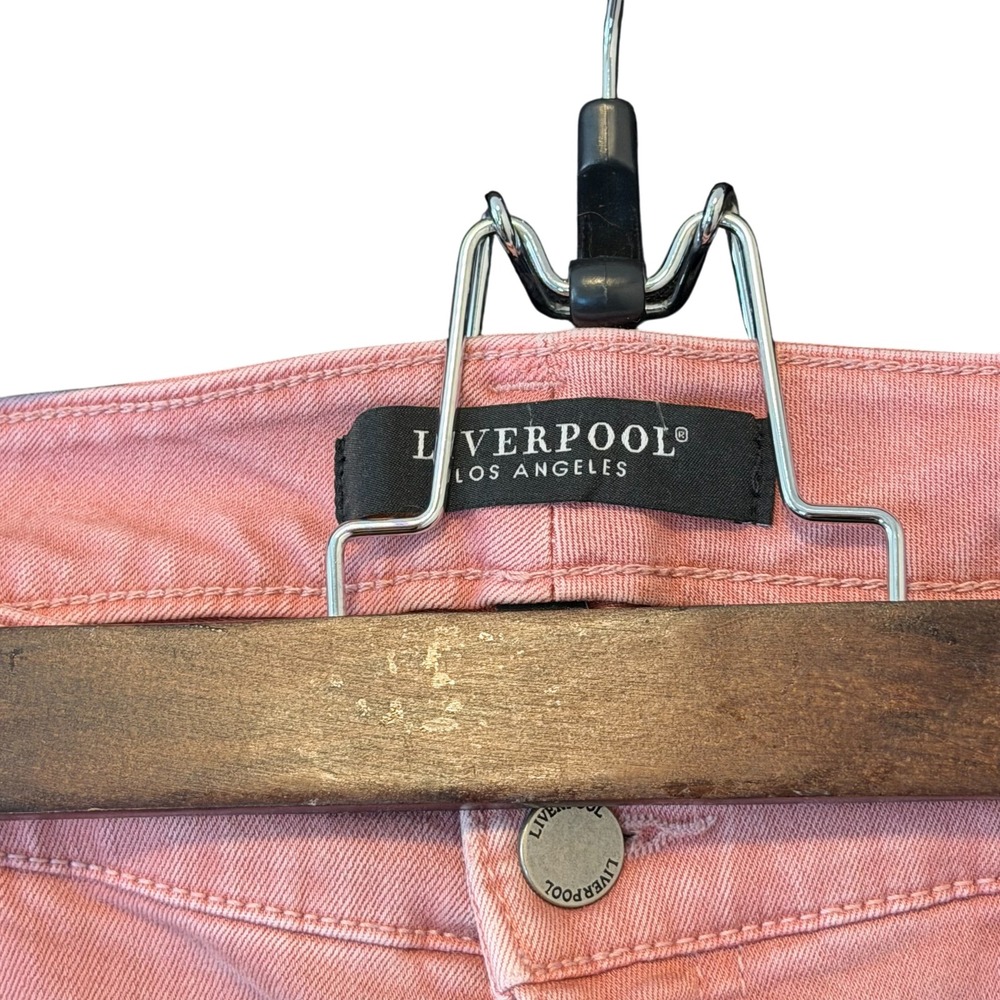 Liverpool Los Angeles Womens Cropped Straight Leg Pink Jeans Frayed Hem Size 14 - Picture 2 of 9